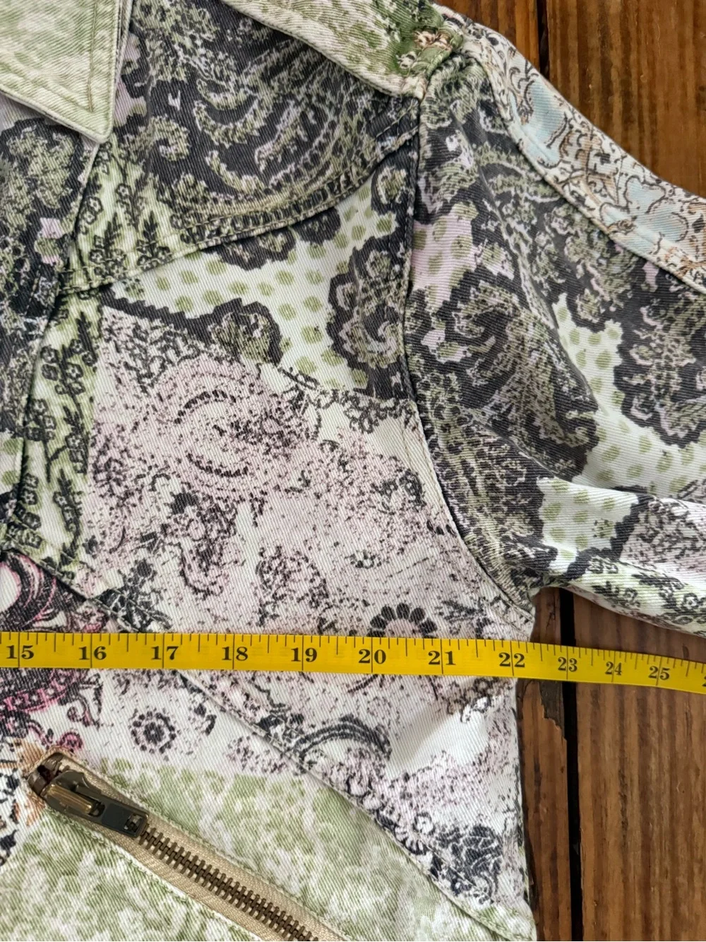 Free People Nadia Moto Jacket Oversized XS Patchwork Paisley Floral Cotton Boho